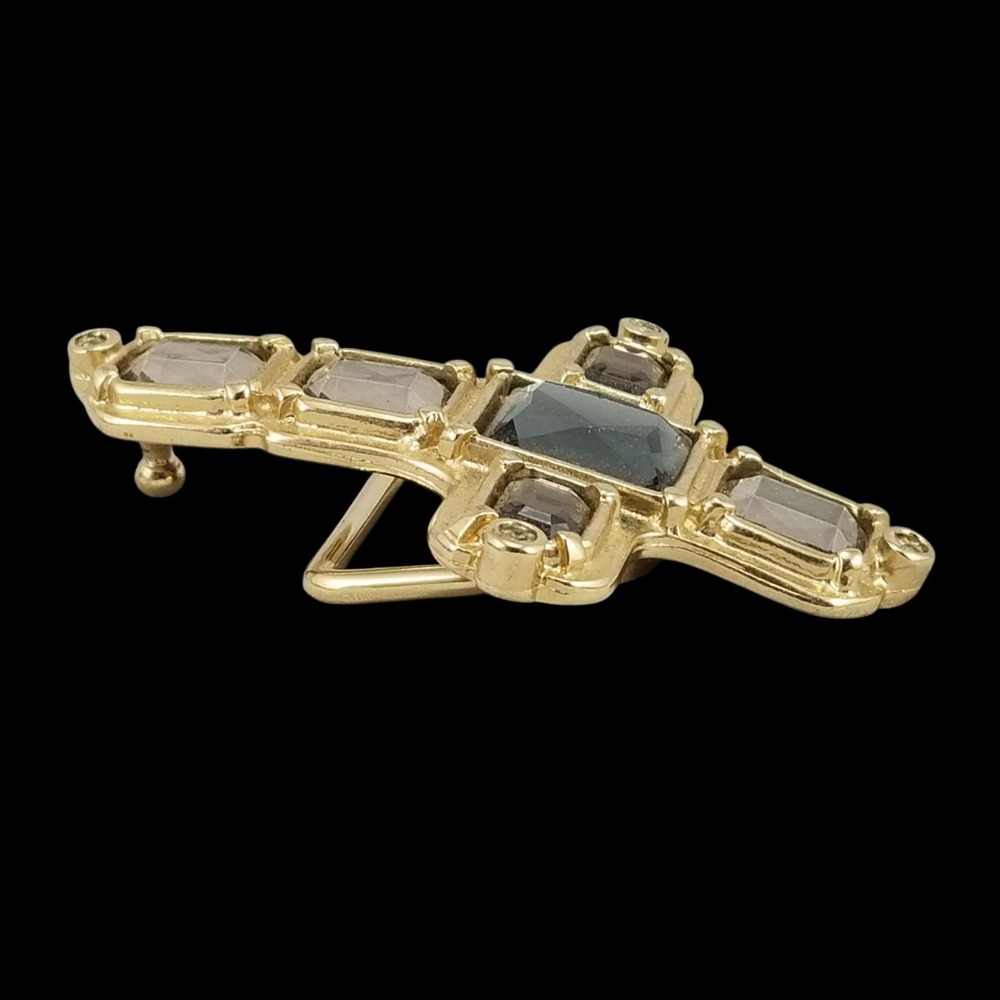 Abel Brand Gold Tone Cross Belt Buckle Embellished Crystals Made in Italy - Picture 4 of 11
